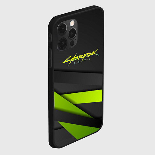 Чехол iPhone 12 Pro Max Cyberpunk 2077 stripes line / 3D-Черный – фото 2