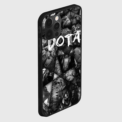 Чехол iPhone 12 Pro Max Dota 2 - мозаика из персонажей игры / 3D-Черный – фото 2