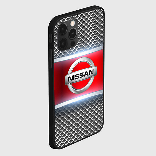 Чехол iPhone 12 Pro Max Nissan авто текстура / 3D-Черный – фото 2