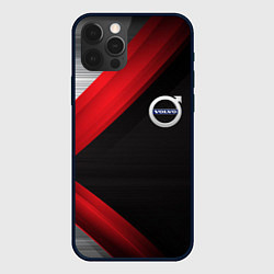 Чехол для iPhone 12 Pro Max Volvo metal stripes, цвет: 3D-черный