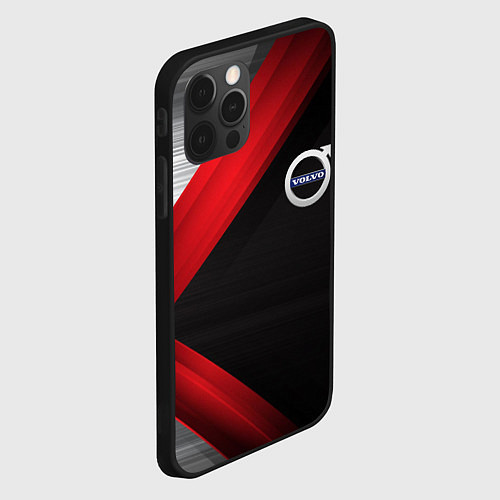 Чехол iPhone 12 Pro Max Volvo metal stripes / 3D-Черный – фото 2