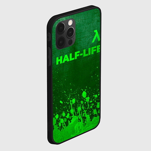 Чехол iPhone 12 Pro Max Half-Life - green gradient посередине / 3D-Черный – фото 2