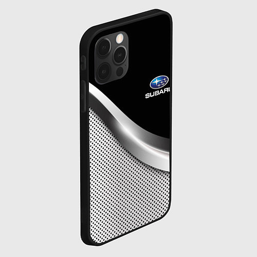 Чехол iPhone 12 Pro Max Subaru metal steel / 3D-Черный – фото 2