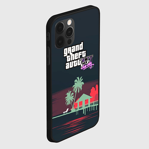 Чехол iPhone 12 Pro Max GTA tropix game / 3D-Черный – фото 2