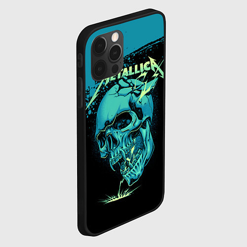 Чехол iPhone 12 Pro Max Metallica - молния пробивает череп / 3D-Черный – фото 2