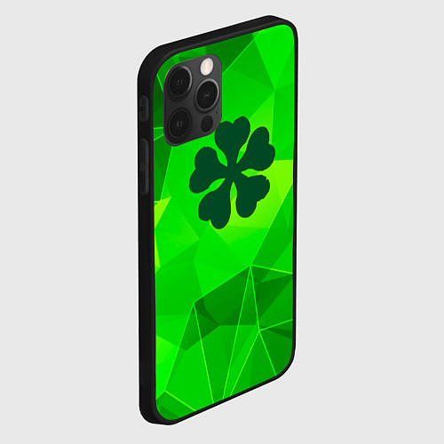 Чехол iPhone 12 Pro Max Black Clover green poly / 3D-Черный – фото 2