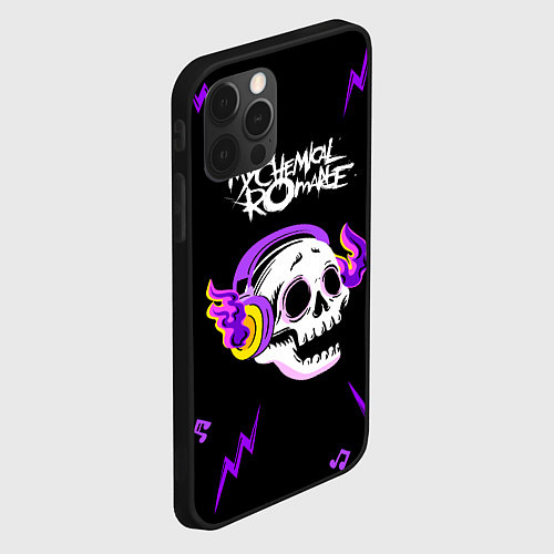 Чехол iPhone 12 Pro Max My Chemical Romance неоновый череп / 3D-Черный – фото 2