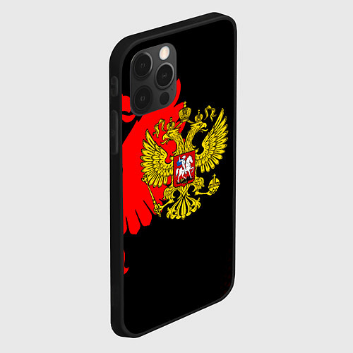 Чехол iPhone 12 Pro Max Герб РФ красный / 3D-Черный – фото 2