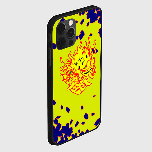 Чехол iPhone 12 Pro Max Cyberpunk 2077 листья сакуры / 3D-Черный – фото 2