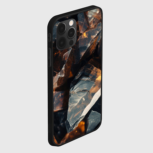 Чехол iPhone 12 Pro Max Осколки горной породы / 3D-Черный – фото 2