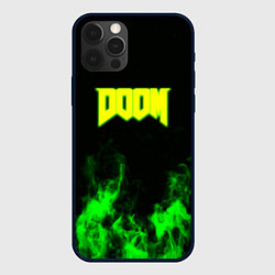 Чехол для iPhone 12 Pro Max Doom кислотное лого огонь, цвет: 3D-черный