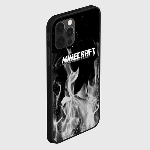 Чехол iPhone 12 Pro Max Fortnite серый огонь / 3D-Черный – фото 2