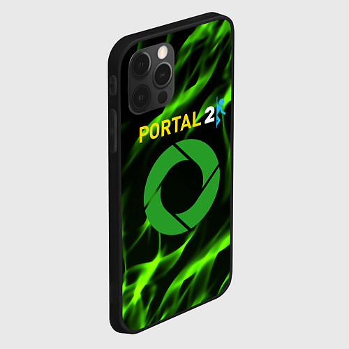 Чехол iPhone 12 Pro Max Portal green flame / 3D-Черный – фото 2