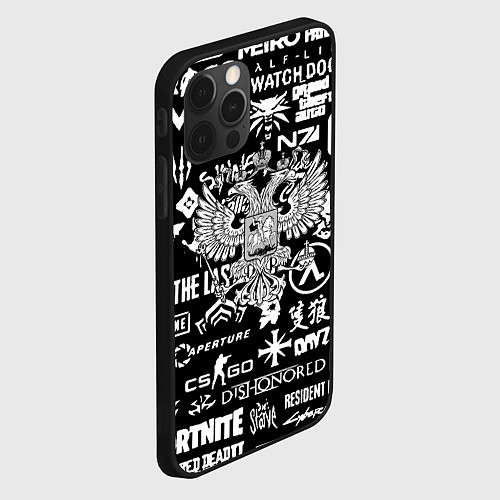 Чехол iPhone 12 Pro Max Киберсорт Россия герб / 3D-Черный – фото 2