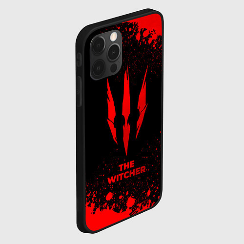 Чехол iPhone 12 Pro Max The Witcher - red gradient / 3D-Черный – фото 2