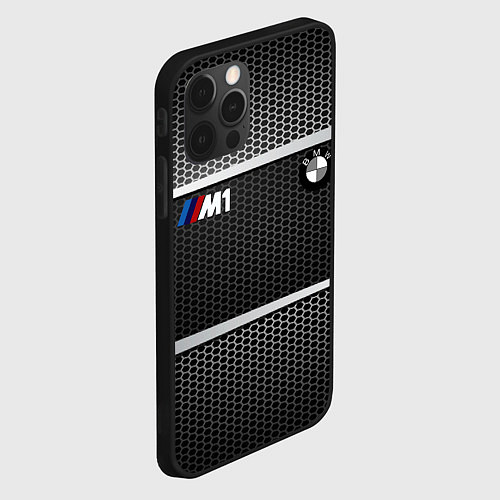 Чехол iPhone 12 Pro Max BMW металлическая сетка / 3D-Черный – фото 2