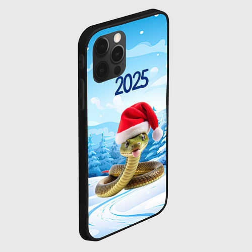 Чехол iPhone 12 Pro Max Змейка в новогодней шапке 2025 / 3D-Черный – фото 2