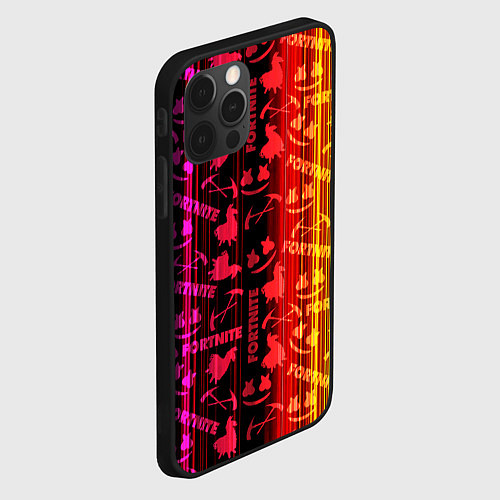 Чехол iPhone 12 Pro Max Fortnite neon game / 3D-Черный – фото 2