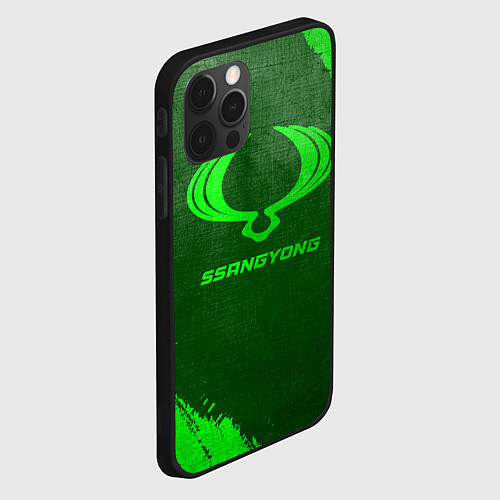 Чехол iPhone 12 Pro Max SsangYong - green gradient / 3D-Черный – фото 2