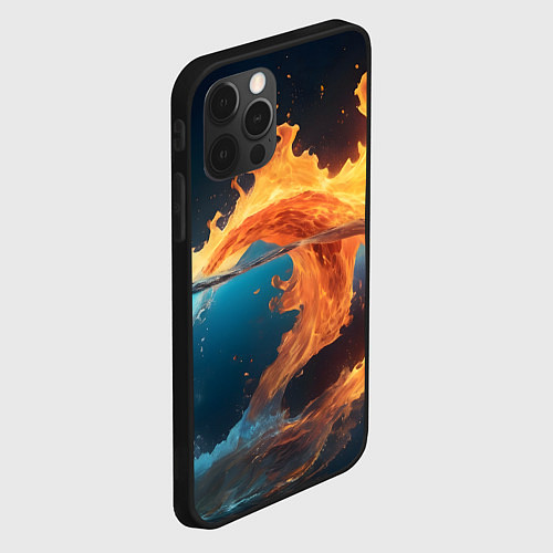 Чехол iPhone 12 Pro Max Вода и огонь / 3D-Черный – фото 2