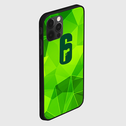 Чехол iPhone 12 Pro Max Rainbow Six green poly / 3D-Черный – фото 2