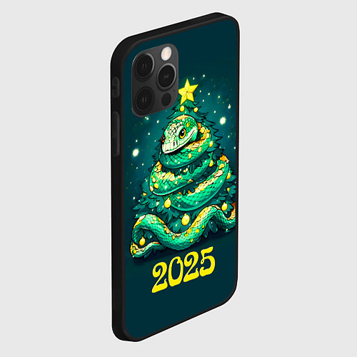 Чехол iPhone 12 Pro Max Змея ёлка 2025 / 3D-Черный – фото 2