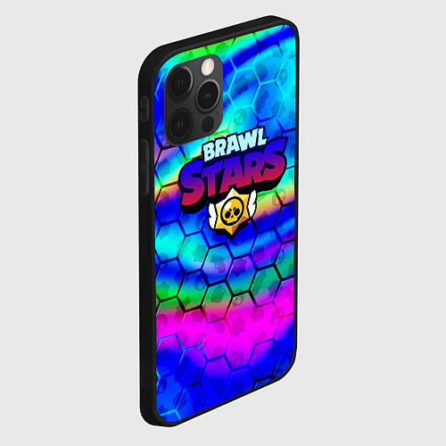 Чехол iPhone 12 Pro Max Brawl stars neon gradient / 3D-Черный – фото 2