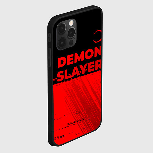 Чехол iPhone 12 Pro Max Demon Slayer - red gradient посередине / 3D-Черный – фото 2