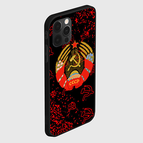 Чехол iPhone 12 Pro Max СССР паттерн стиль / 3D-Черный – фото 2