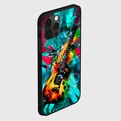 Чехол для iPhone 12 Pro Max Электрогитара в красках, цвет: 3D-черный — фото 2