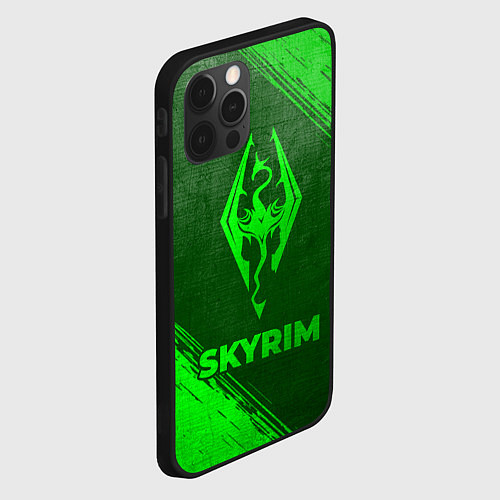 Чехол iPhone 12 Pro Max Skyrim - green gradient / 3D-Черный – фото 2