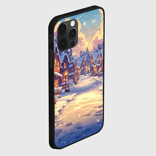 Чехол iPhone 12 Pro Max Уютный снежный городок / 3D-Черный – фото 2