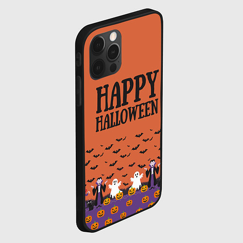 Чехол iPhone 12 Pro Max Happy Halloween pattern / 3D-Черный – фото 2