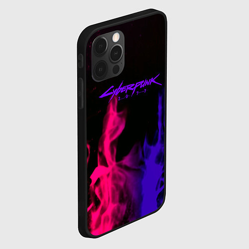 Чехол iPhone 12 Pro Max Cyberpunk 2077 neon flame / 3D-Черный – фото 2