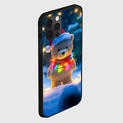 Чехол для iPhone 12 Pro Max Медвежонок в новогодних гирляндах, цвет: 3D-черный — фото 2