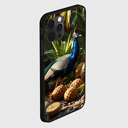 Чехол для iPhone 12 Pro Max Павлин стоящий рядом с ананасами, цвет: 3D-черный — фото 2