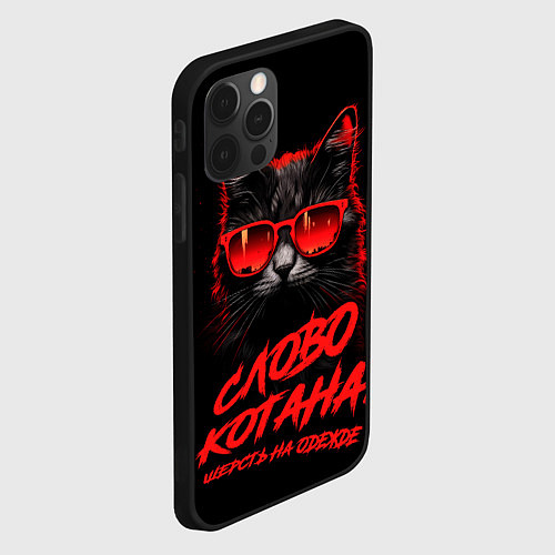 Чехол iPhone 12 Pro Max Слово котана шерсть на одежде / 3D-Черный – фото 2