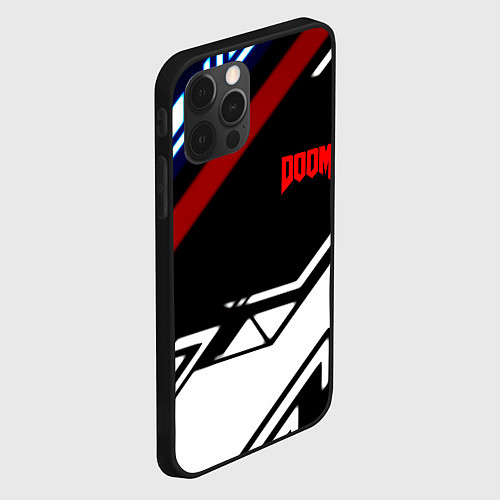 Чехол iPhone 12 Pro Max Doom steel geometry / 3D-Черный – фото 2