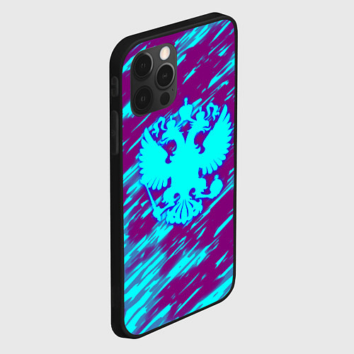 Чехол iPhone 12 Pro Max Герб РФ холодные краски / 3D-Черный – фото 2