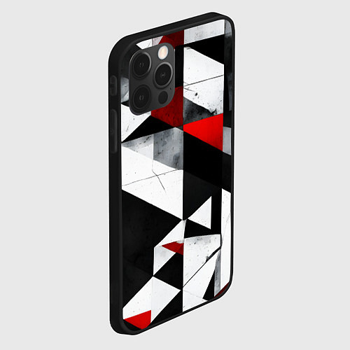 Чехол iPhone 12 Pro Max Red and black abstraction on a white background / 3D-Черный – фото 2