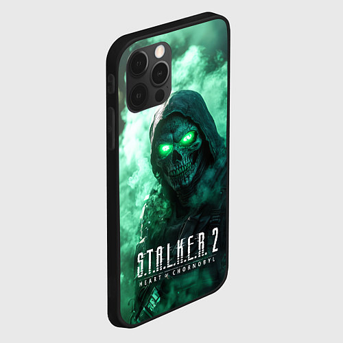 Чехол iPhone 12 Pro Max Stalker 2 череп с зелеными глазами / 3D-Черный – фото 2