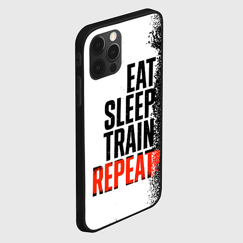 Чехол iPhone 12 Pro Max Eat sleep train repeat / 3D-Черный – фото 2