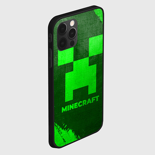 Чехол iPhone 12 Pro Max Minecraft - green gradient / 3D-Черный – фото 2