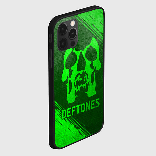 Чехол iPhone 12 Pro Max Deftones - green gradient / 3D-Черный – фото 2