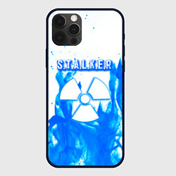 Чехол для iPhone 12 Pro Max Stalker голубой огонь, цвет: 3D-черный