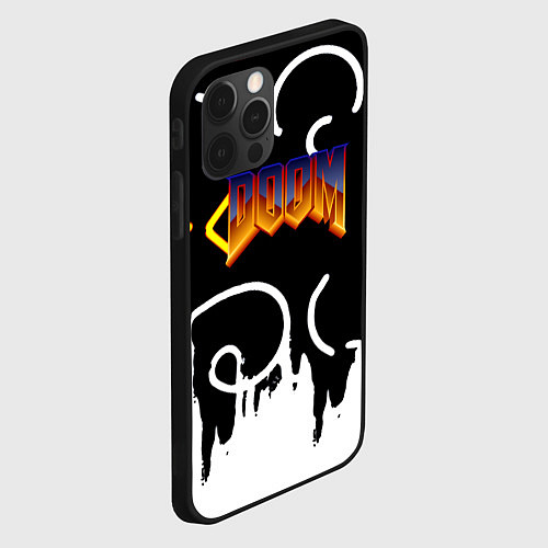 Чехол iPhone 12 Pro Max Doom game pattern / 3D-Черный – фото 2