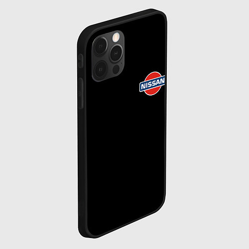 Чехол iPhone 12 Pro Max Nissan logo steel / 3D-Черный – фото 2