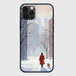 Чехол для iPhone 12 Pro Max Прогулка зима, цвет: 3D-черный