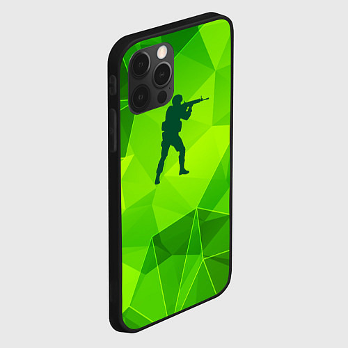 Чехол iPhone 12 Pro Max Counter Strike green poly / 3D-Черный – фото 2