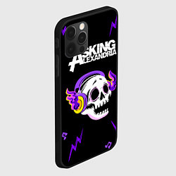 Чехол для iPhone 12 Pro Max Asking Alexandria неоновый череп, цвет: 3D-черный — фото 2